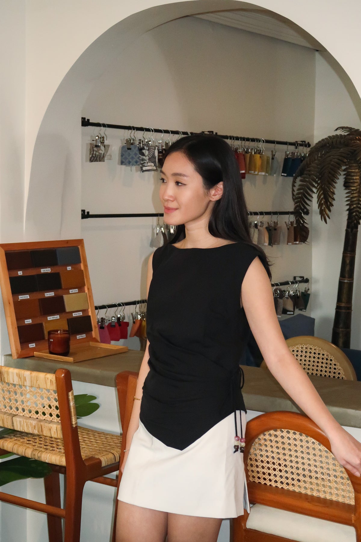 Sienna Linen Top in Black