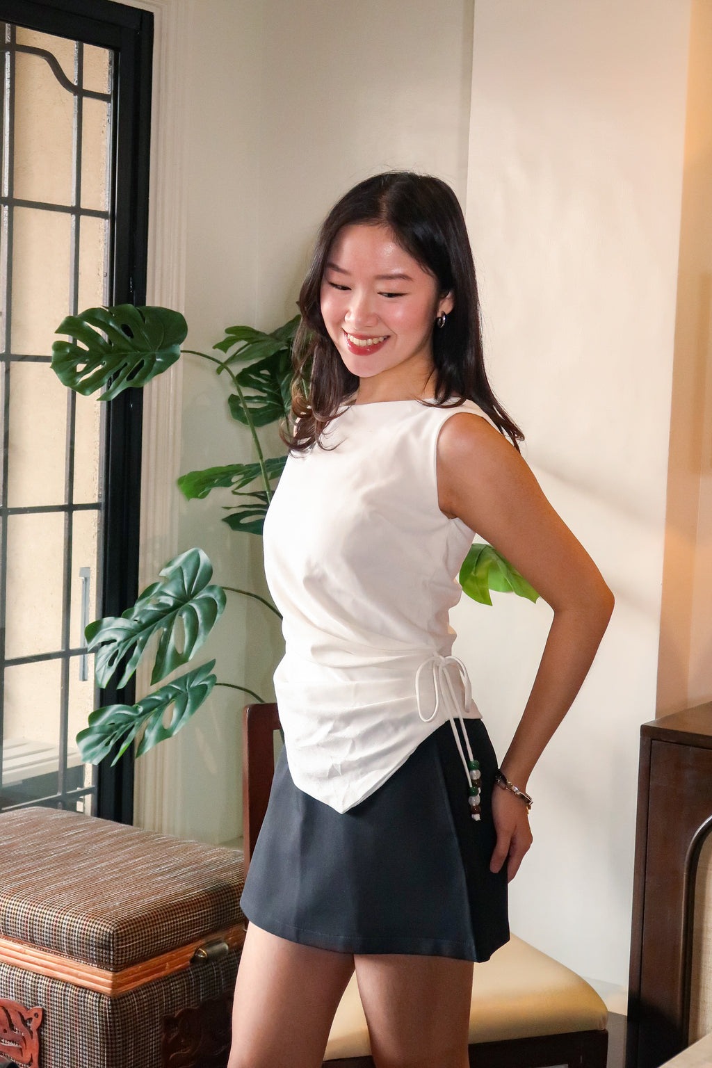 Sienna Linen Top in White